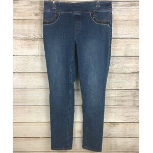 Chico's Pull-On Jeans Rhinestones Embellished Medium Wash Size 1